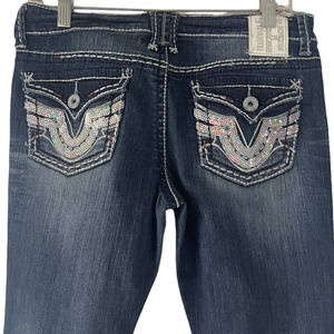 Trademark Y2k Women's Size 30 Bling Western Fold Pocket Low Rise Jeans